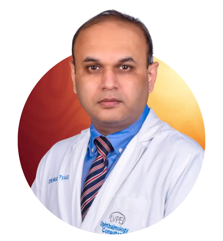 Portrait of Dr. Mudit Tyagi, Joint Secretary of the Uveitis Society of India (USI) and Head of Vitreo-Retinal Diseases at L V Prasad Eye Institute (LVPEI), Hyderabad, specialist in retinal surgery and uveitis.